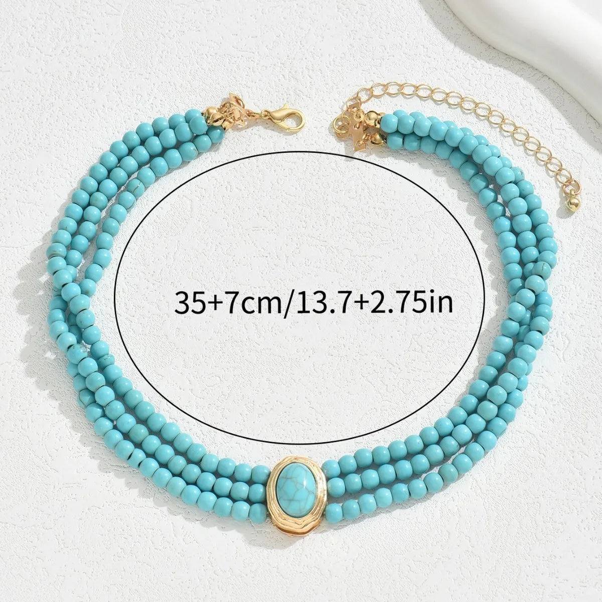 Turquoise Triple-Strand Choker Necklace