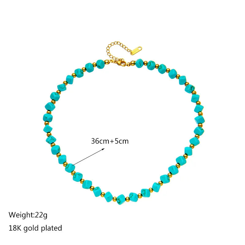 Turquoise Bead & Gold Accent Necklace