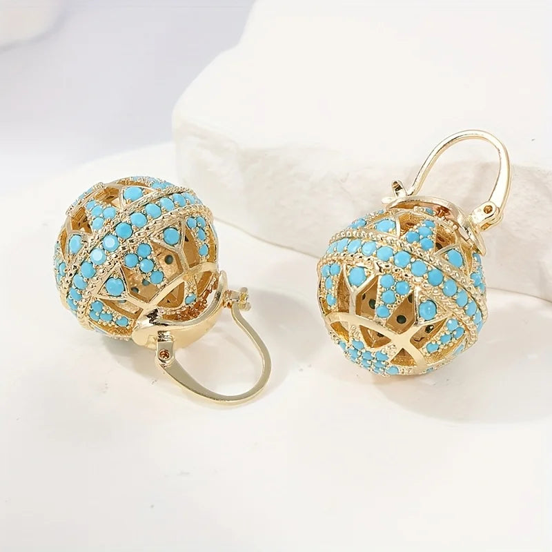 Turquoise Filigree Globe Drop Earrings